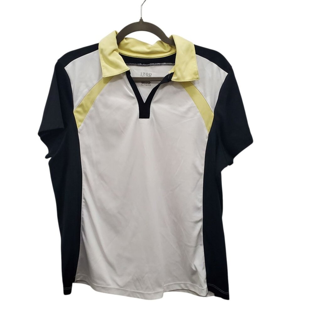 IZOD PerformX Cool FX‎ Women's White Color Block Short Sleeve Golf Polo XL